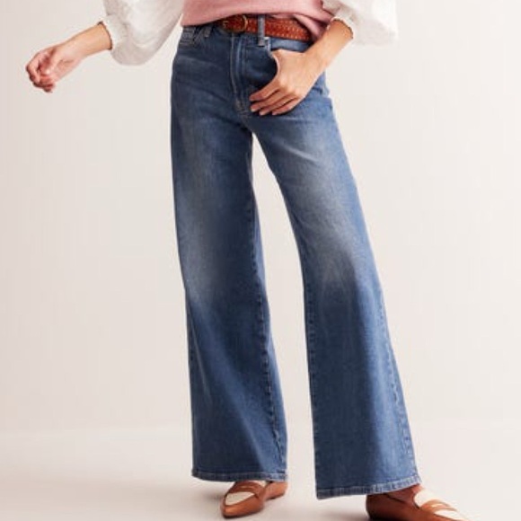 Boden Women’s High Rise Wide Leg Relaxed Blue Stretch Denim Jeans 29 Petite - Picture 11 of 11